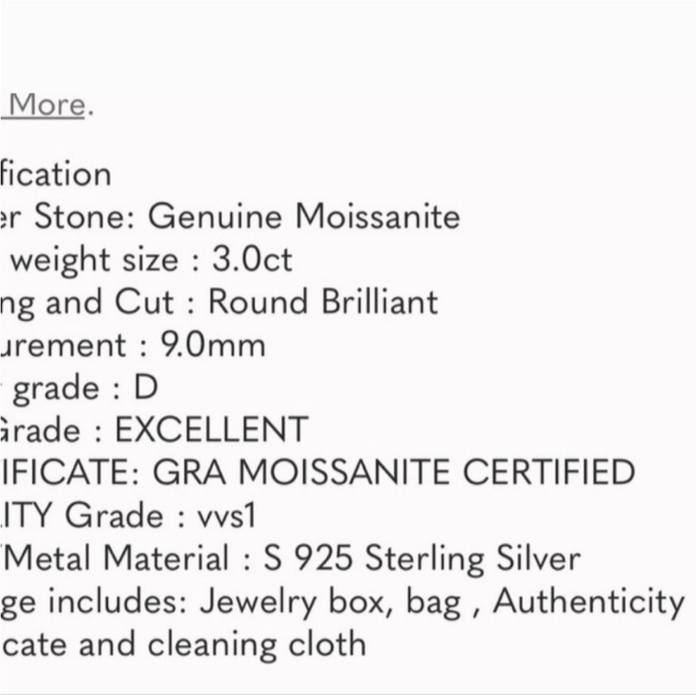 AUTHENTIC 3.0 ct  GRA MOISSANITE - Picture 3 of 3